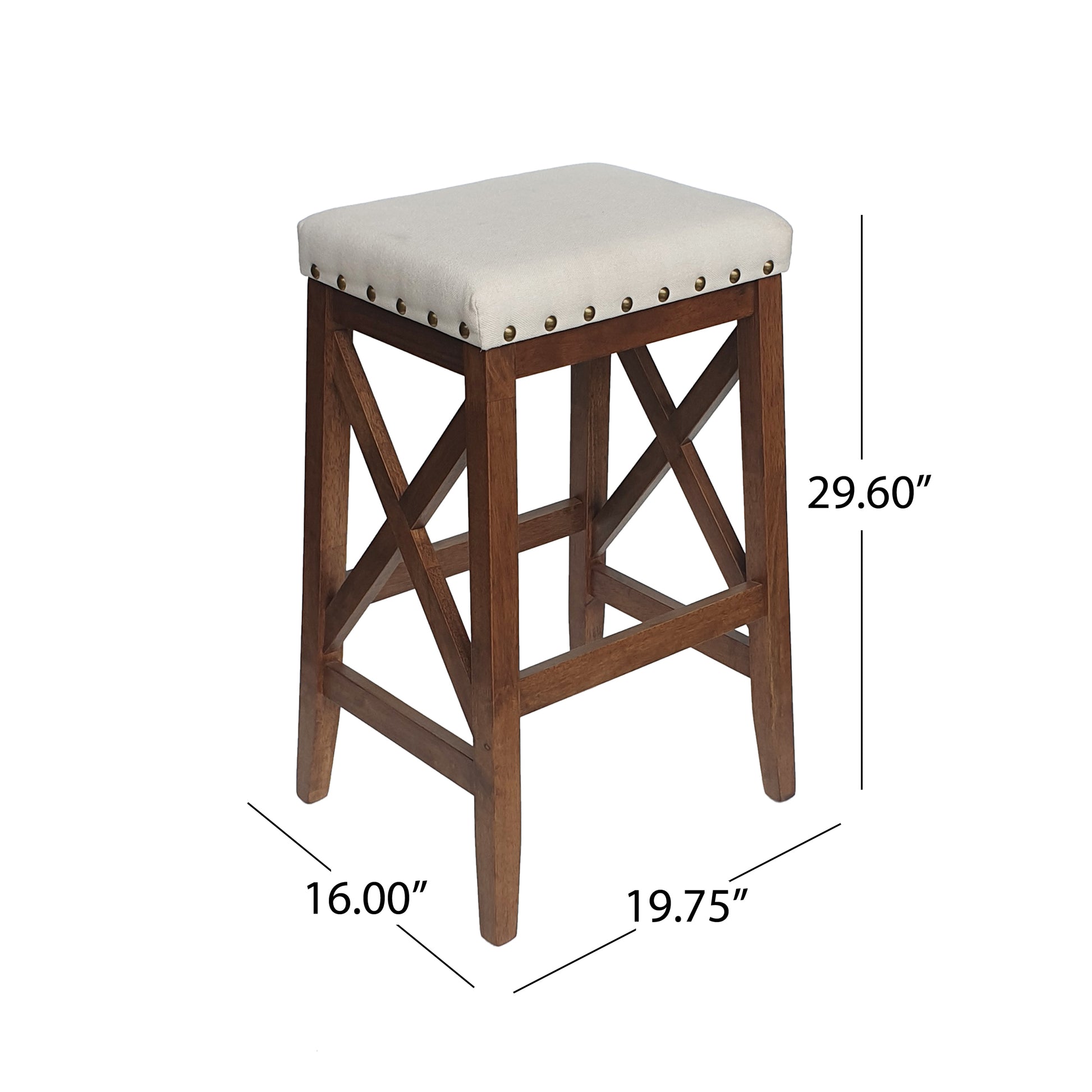 Saddle Barstool Beige Rubber Wood