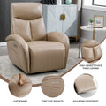 Brown Leatheraire Swivel And Rocker Power Recliner Chair With Lumbar Support, Max Swivel Degree 270 , Heavy Duty Motion Mechanism With Usb And Type C Ports Brown Faux Leather Power Push Button Metal Primary Living Space Medium Firm Pillow Back Heavy Duty