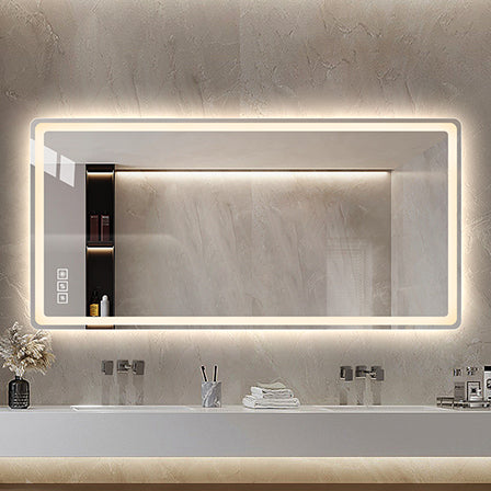 48*32 Inch Bathroom Mirror With Led Lightsanti Fog Lighted Vanity Mirrors For Wall Mounted, 3 Colors And 5 Level Dimmable, Horizontal Vertical Clear Modern Glass