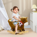 Qaba Baby Rocking Horse, Riding Horse, Plush Animal Rocker With Realistic Sound, Pedals For Ages 18 36 Months, Brown Brown Wood