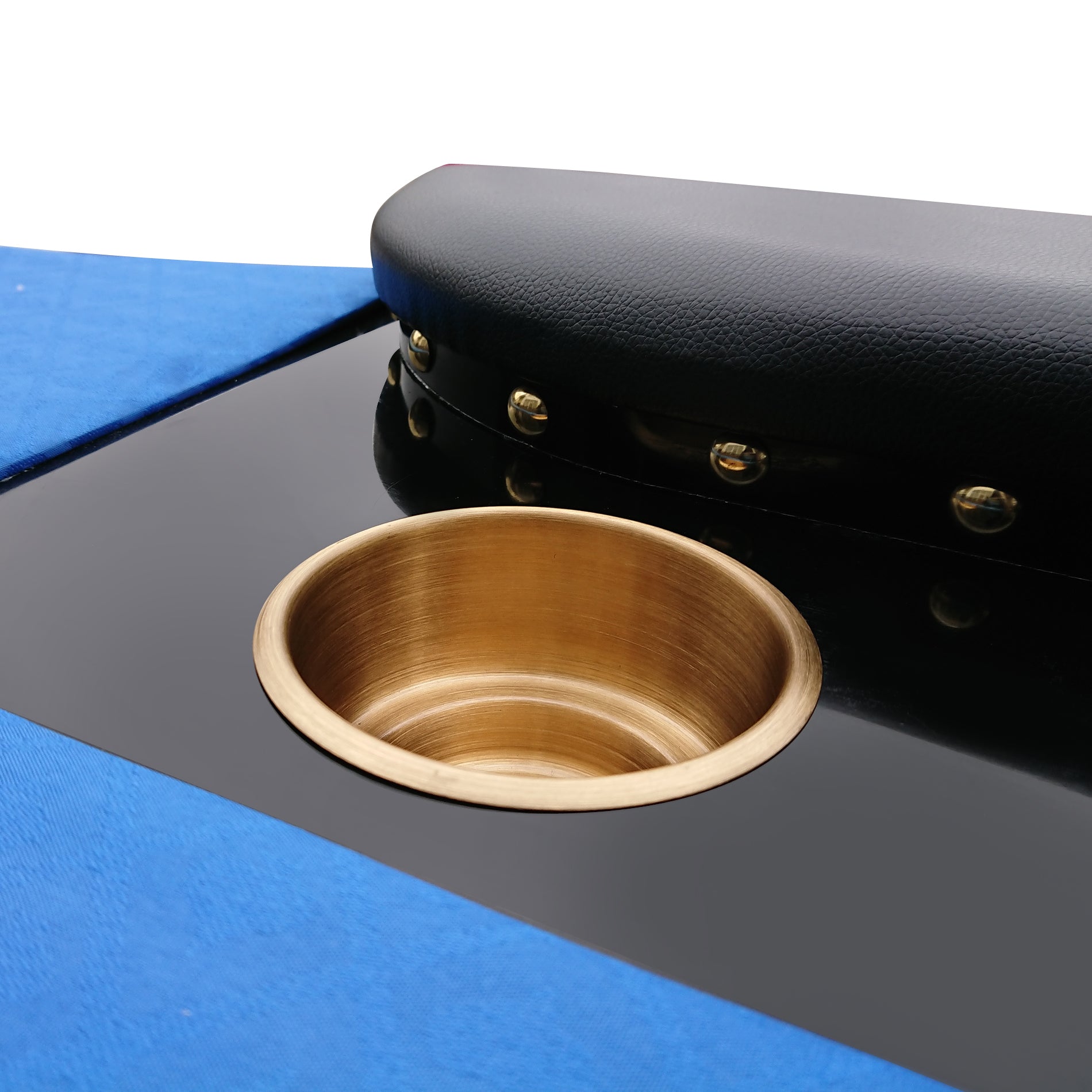 96" Poker Table For 10 Players Casino Game Texas Hold'Em Premium Oval With Round Stud Rivet Decorate Waterproof Cloth Chip Tray Cup Holders Blue Blue Primary Living Space Modern Plastic,Tech