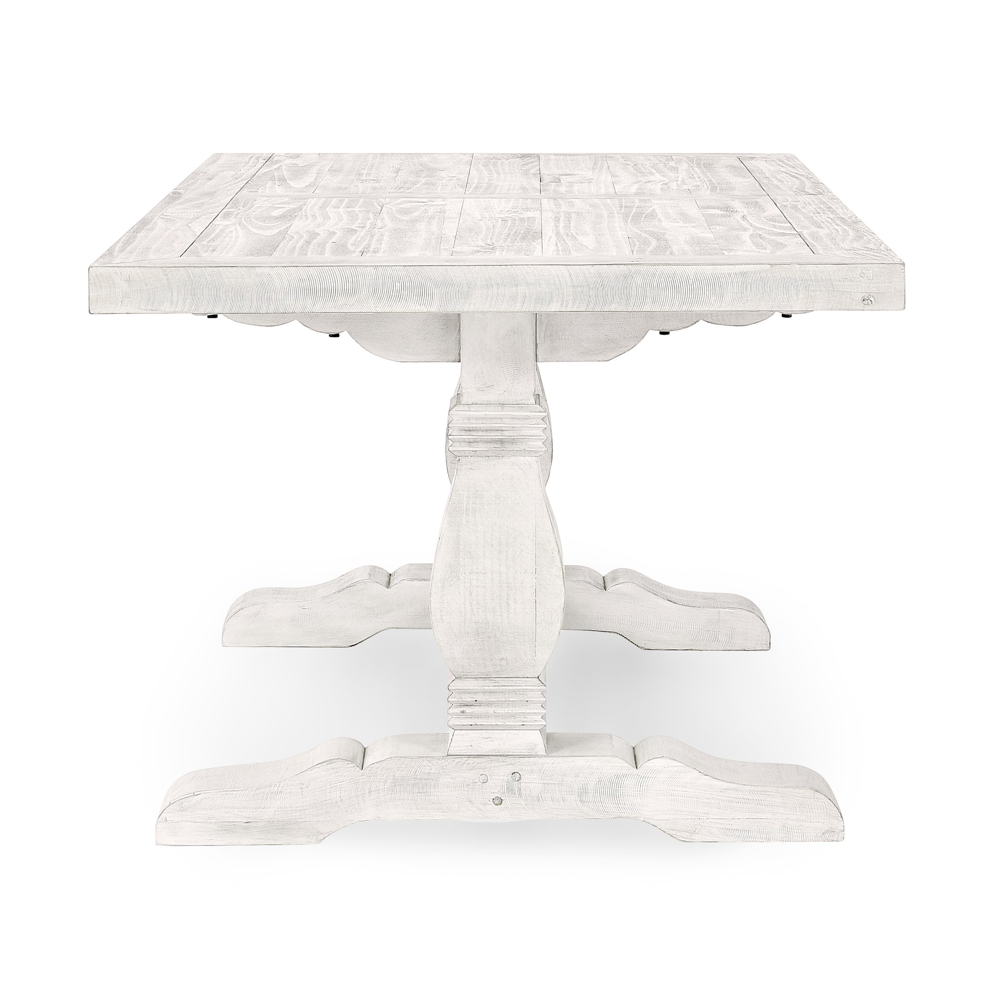 Caleb 78" Dining Table Distressed Ivory Antique White Pine