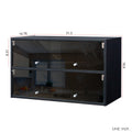 Black Glass Door Shoe Box Shoe Storage Cabinet With Rgb Led Light Black Mdf