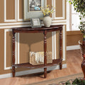 42'' Retro Circular Curved Half Moon Console Table With Cloud Design Top And Open Shelf Solid Wood Frame And Legs, Light Espresso Light Espresso Retro Pine