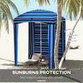 Outsunny 5.9' X 5.9' Portable Beach Umbrella, Ruffled Outdoor Cabana With Walls, Vents, Sandbags, Carry Bag, Blue Stripe Multicolor Polyester