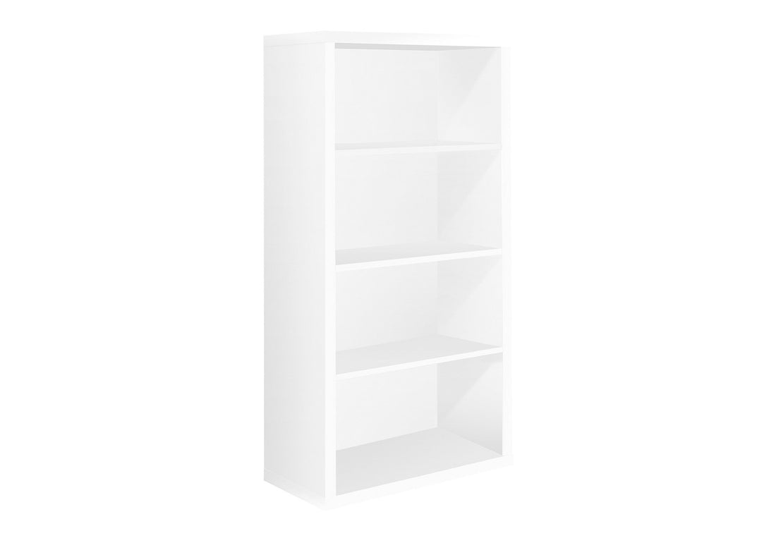 Bookshelf, Bookcase, Etagere, 5 Tier, 48"H, Office, Bedroom, White Laminate, Contemporary, Modern White Particle Board