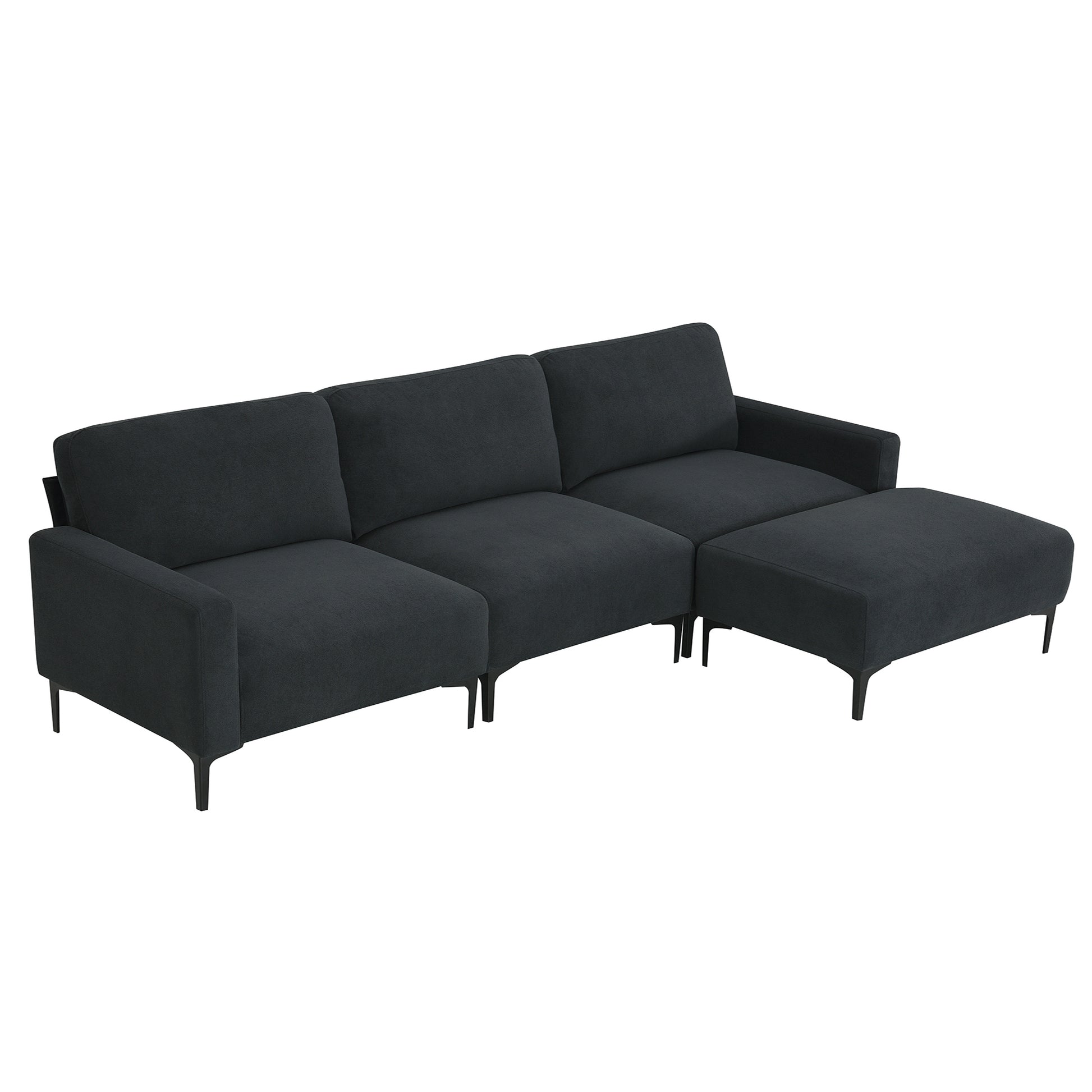 103.5*59" Modern L Shaped Sectional Sofa, 4 Seat Velvet Fabric Couch Set With Convertible Ottoman,Freely Combinable Sofa For Living Room, Apartment, Office,Apartment,2 Colors Dark Grey Velvet 4 Seat