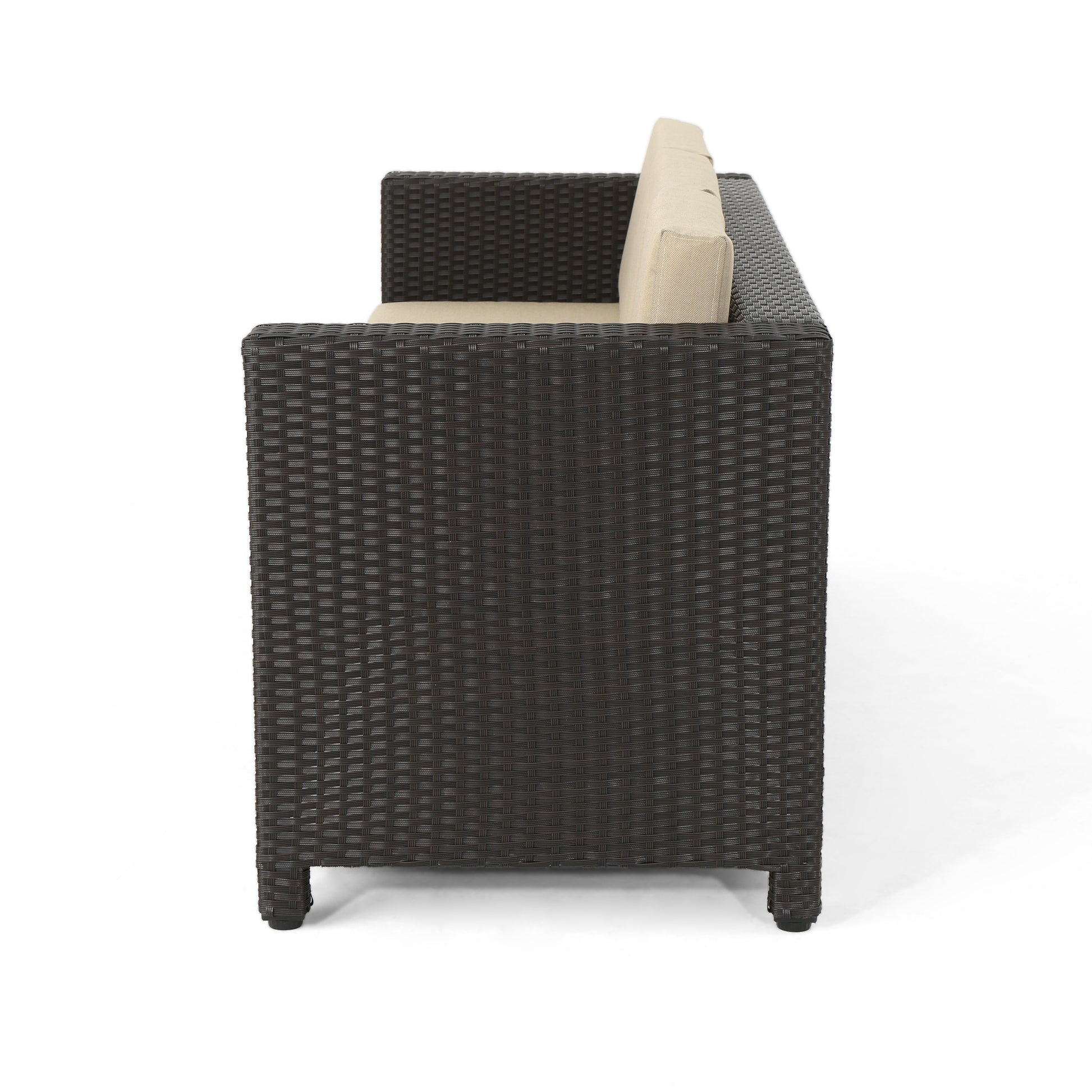 Puerta 3Seater Brown Beige Pe Rattan Iron