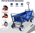 Collapsible Heavy Duty Beach Wagon Cart Outdoor Folding Utility Camping Garden Beach Cart With Universal Wheels Adjustable Handle Shopping Blue Garden & Outdoor Abs Rubber Steel Q235