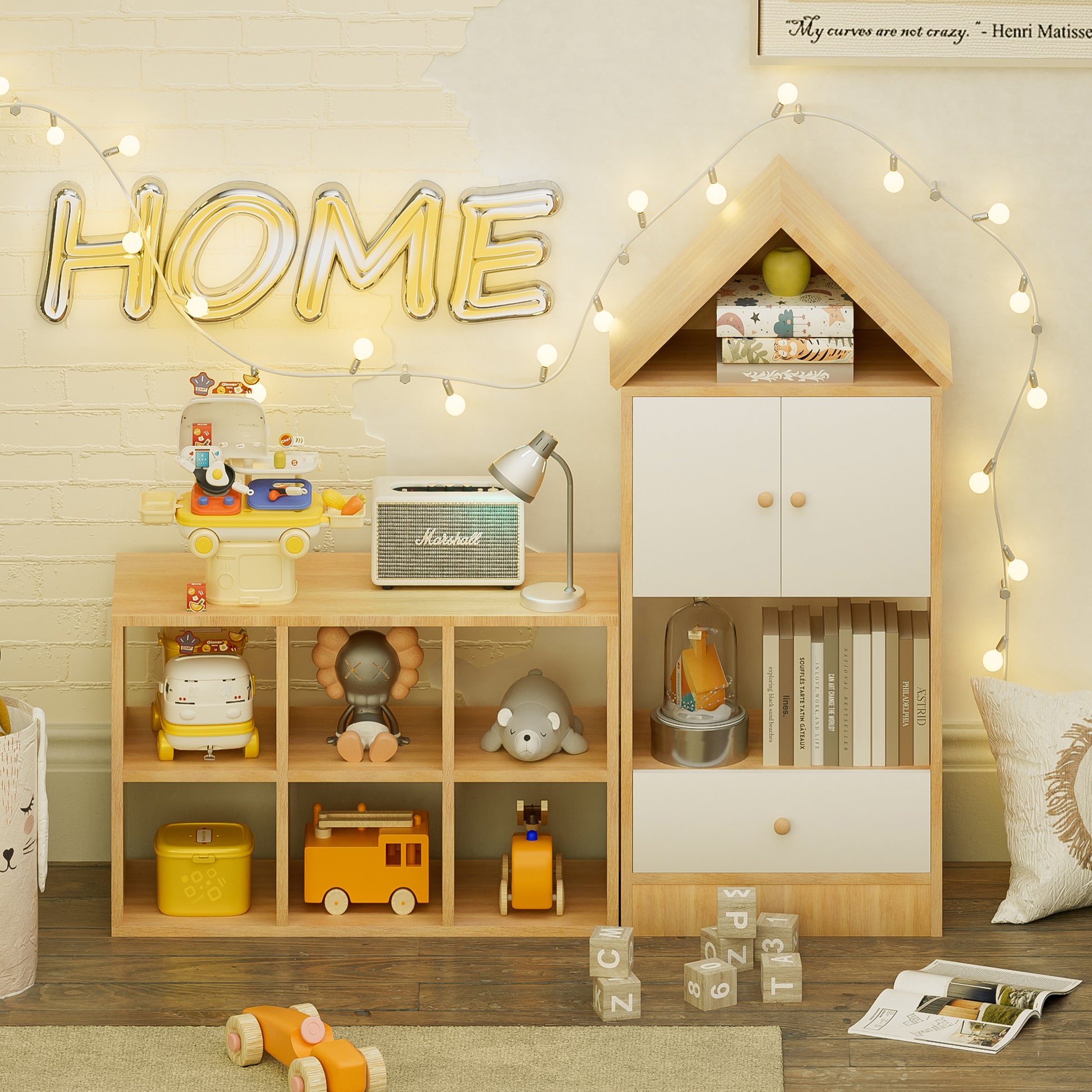 Versatile Children'S Bookshelf With House Shaped Design, Multi Functional Storage For Books And Toys, Adjustable Placement, Durable Kids Organizer For Playroom Or Bedroom Easy Assembly & Safe For