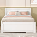 Full Size Platform Bed With Drawer And Two Shelves, White Full Antique White Mdf Lvl