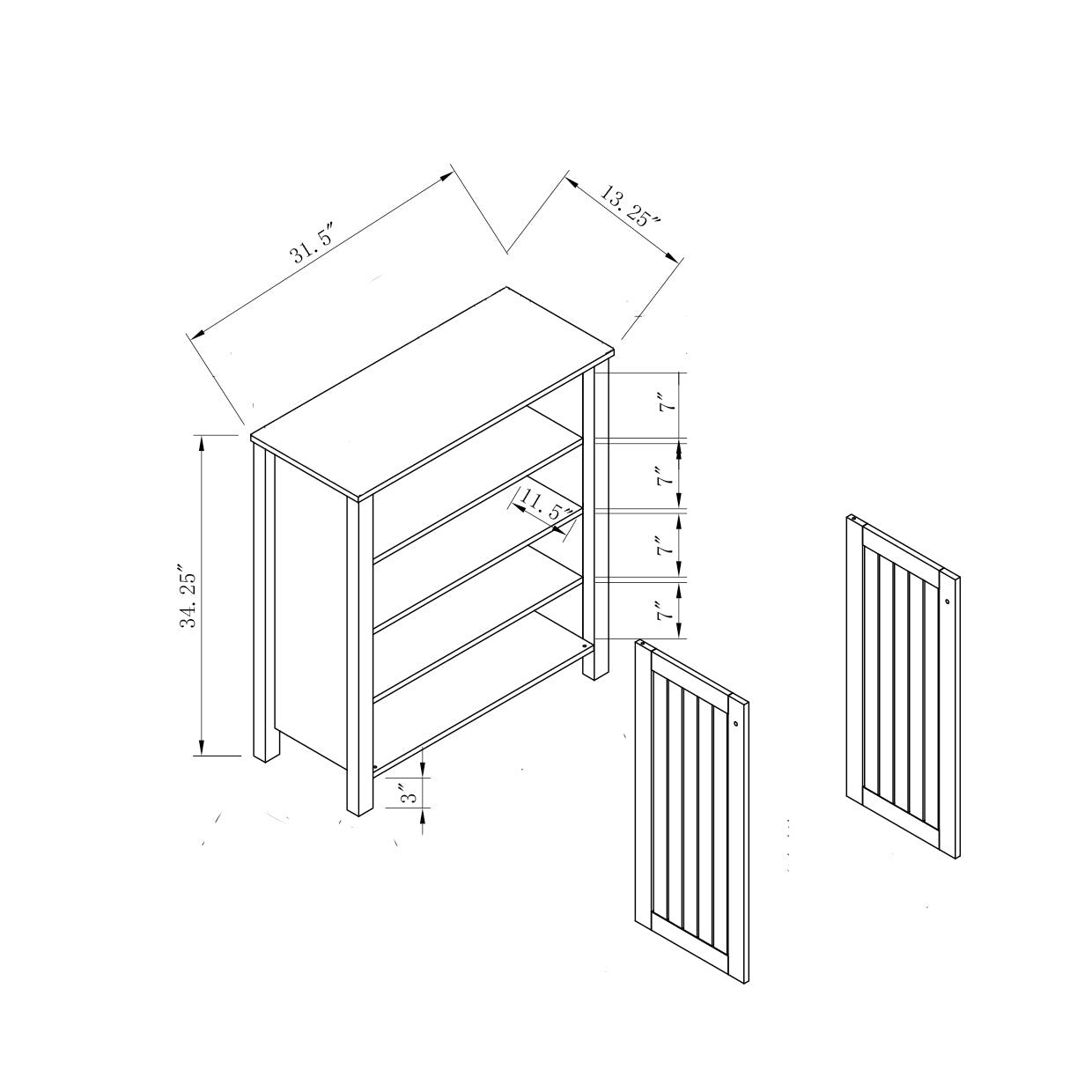 Shoe Cabinet Storage Cabinet Entryway Cabinet With Two Doors Slat Style Vented Doors Metal Knob Handle Four Shelves Dark Taupe Color Taupe Particle Board Mdf