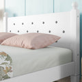 Twin Bed With Button Decoration Headboard, With Bed Slats,White Twin White Pine