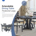 5 Piece Farmhouse Round Pedestal Extending Dining Table Set Extendable Kitchen Table Set With 15.8