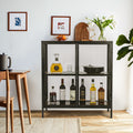 Sideboard Buffet Kitchen Storage Cabinet With Mesh Doors And Shelves, Wine Liquor Cabinet, Cupboard Console Table, 31.5W X 15.75D X 34.3H, Black Antique Antique Black Metal & Wood