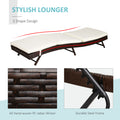 Outsunny Patio Chaise Lounge, Pool Chair With 5 Position Adjustable Backrest & Cushion, Outdoor Pe Rattan Wicker Sun Tanning Seat, 78.75