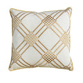 Contemporary Style Set Of 2 Throw Pillows With Diamond Patterns, Ivory, Yellow Ivory Polyester