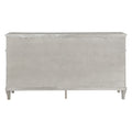 Inz 71 Inch 9 Drawer Wide Dresser, Elegant Trim Details, Classic Silver Silver Wood