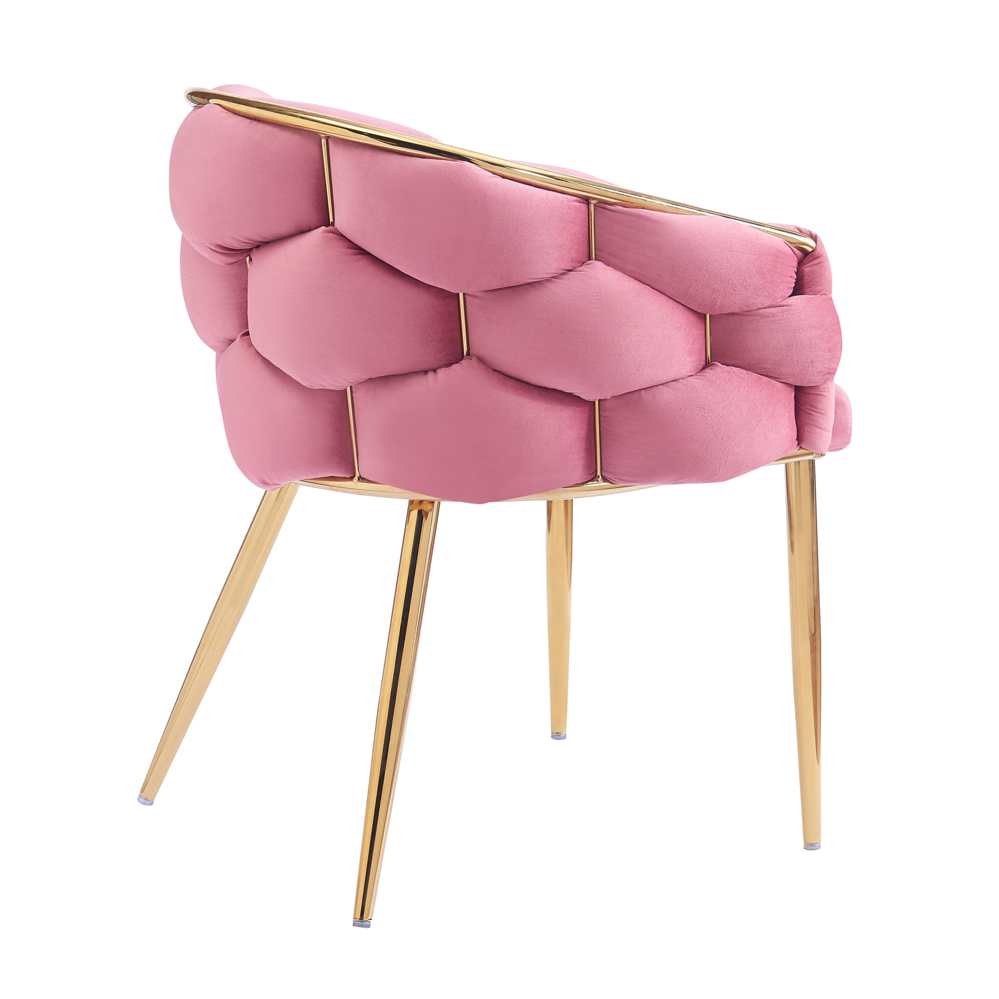 Luxury Handmade Accent Chair With Gold Legs, Modern Velvet Armchair For Living Room And Bedroom Pink Foam Velvet