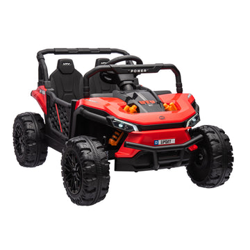 24V Kids Ride On Utv,Electric Toy For Kids W Parents Remote Control,Four Wheel Suspension,Low Start,Adjustable Speed,Multimedia Player,Early Education,Bluetooth,Rear Storage Space For Kids Aged 3 . Red 50 99 Lbs Polypropylene