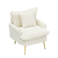 The 30 Inch Beige Corduroy Chair Comes With Metal Feet That Are Dust And Scratch Resistant And Comes With A Throw Pillow Off White Corduroy