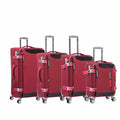 Softside Upright Luggage Set Expandable, Lightweight,4 Piece 20 24 28 32 Claret Red Fabric