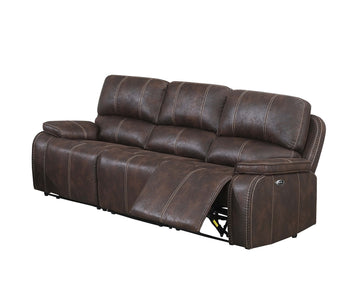 Power Sofa In Chocolate Chocolate Firm Cushion Back Leather 3 Seat