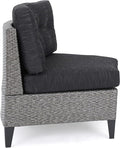 Pema Outdoor 4 Seater Sofa Black Gray Seats 4 Pe Rattan Iron Waterproof Fabric