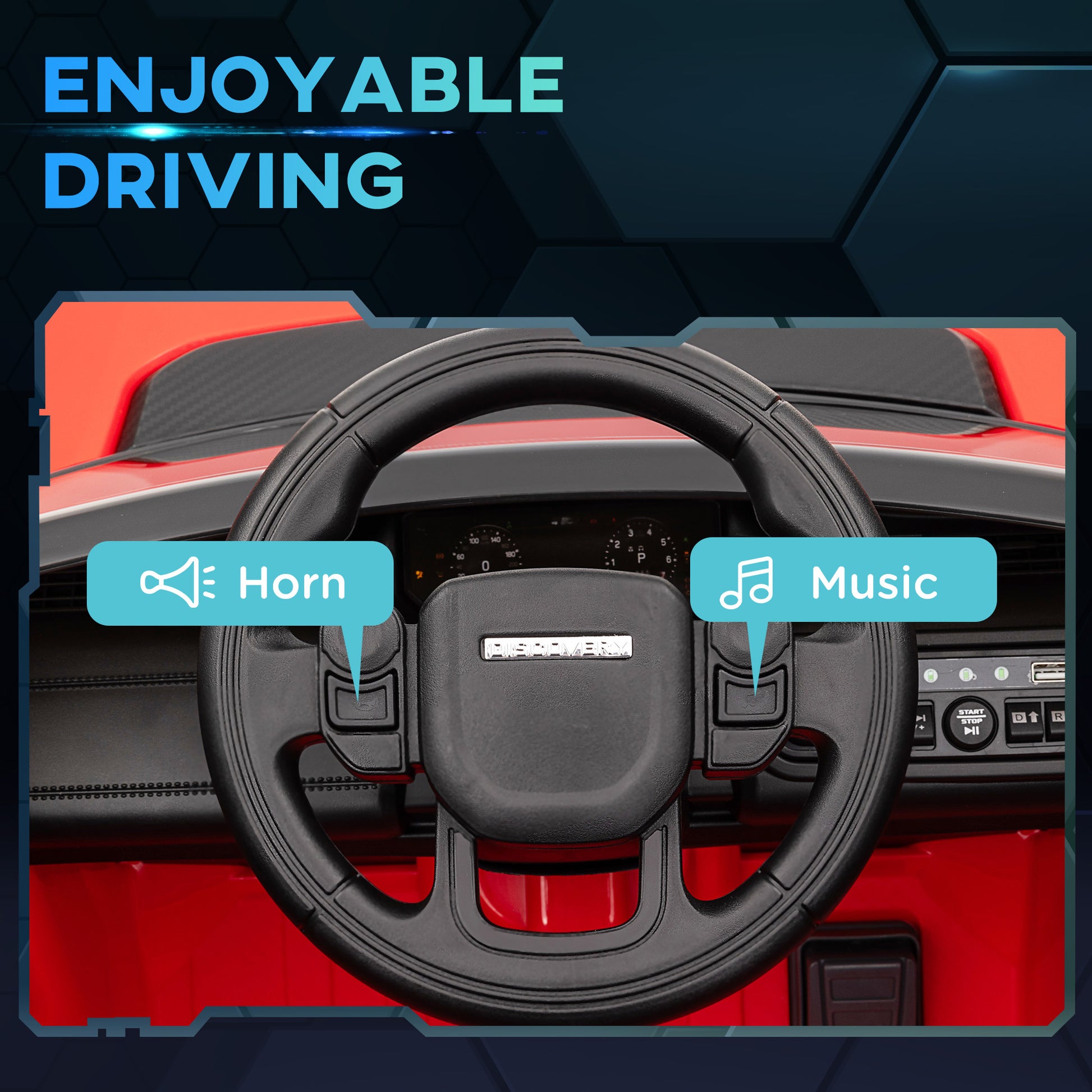 Qaba Land Rover Discovery Sport Licensed 12V Kids Ride On Car, Battery Powered Kids Electric Car With Remote Control, Soft Start, Led Lights, Music Horn, 3 Speeds, Red Red Plastic