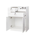 Locking Beauty Salon Storage Cabinet Hair Dryer Holder Stylist Equipment Drawer White Mdf