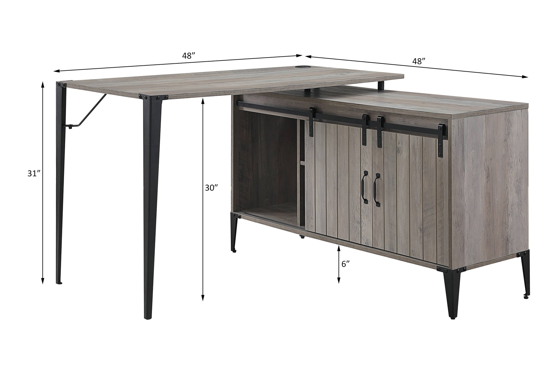 Zakwani 48" Gray Oak & Black Finish Writing Desk Gray Synthetic Wood