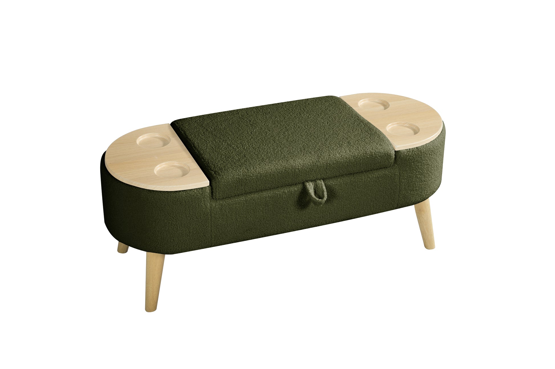 Ottoman Oval Storage Bench 3D Pile Fabric Bench With Large Storage Space For Living Room, Entryway And Bedroom Ingreen Baskets White Primary Living Space Black Eucalyptus Wood Green Step Stools & Step Ladders Cashmere Floral Contemporary Cubby Wool