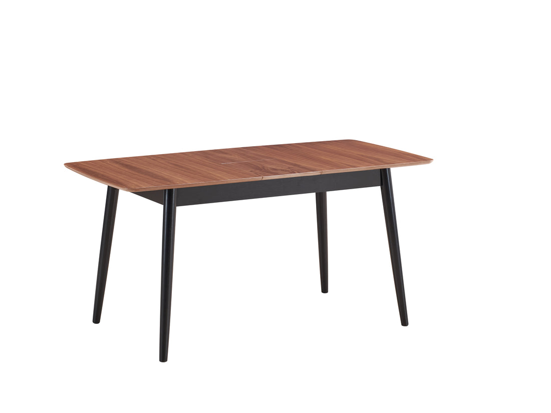 Natural And Black Dining Table With Bufferfly Extension Leaf Natural Black Seats 6 Dining Room Mid Century Modern Rectangular Wood