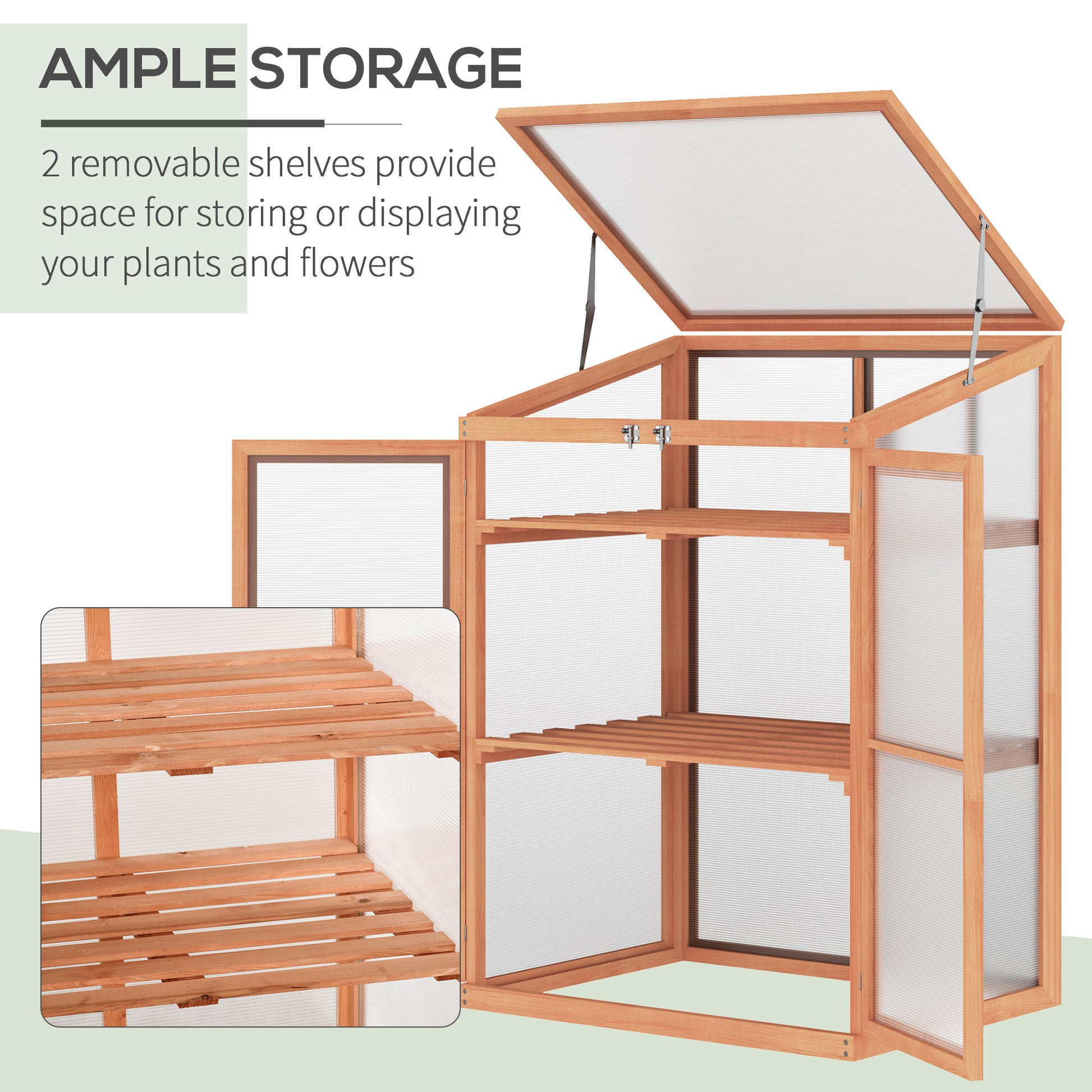 Outsunny Wooden Cold Frame Small Mini Greenhouse Cabinet For Outdoor And Indoor, 30" L X 24" W X 44" H, Natural Natural Wood Wood