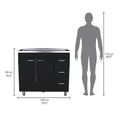 Ferretti Utility Sink With Three Drawers And Double Door Cabinet Black Black Kitchen Modern Particle Board