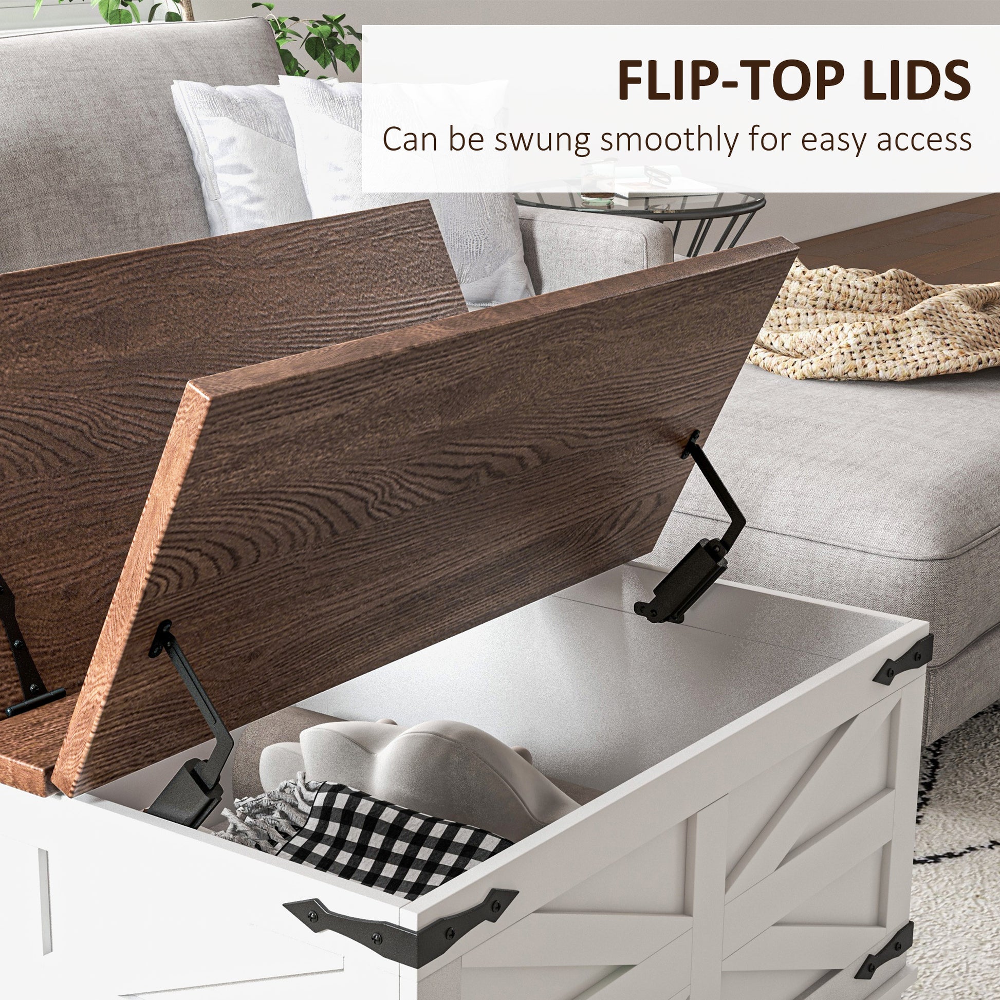 Homcom Coffee Table With Flip Top Hidden Storage, Square Center Table White White Particle Board