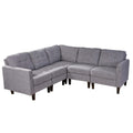 Mirod 5 Piece Upholstered Sectional Sofa Grey Fabric 4 Seat