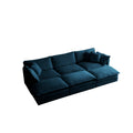 Comfortable Deep Seat Reversible Modular 6 Seater Sectional Super Soft Sofa U Shaped Sectional Couch With 3 Ottomans, 3 Toss Pillows And 2 Arm Pillowsblue Chenille Blue Chenille 3 Seat