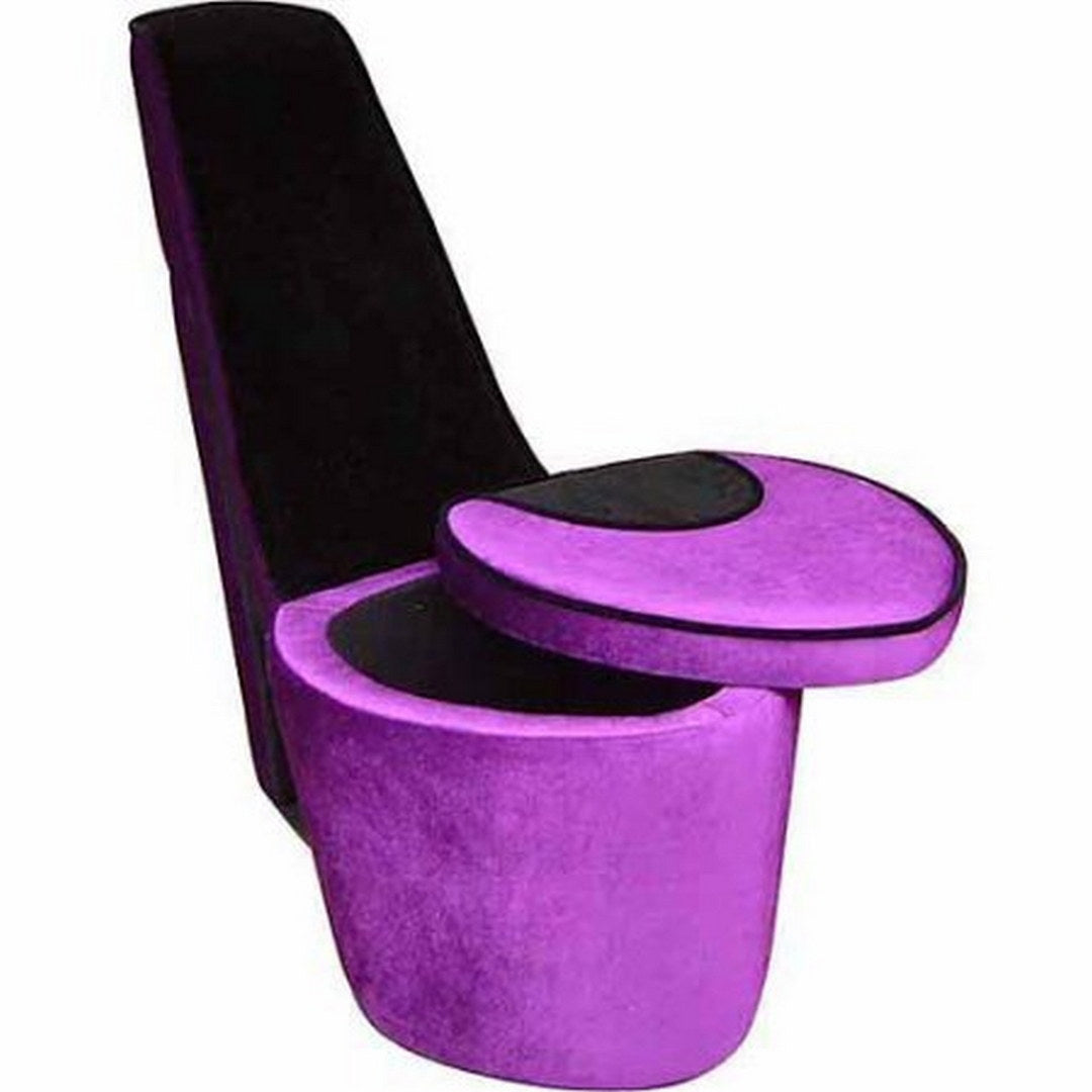 32.86" In Purple W Black Sole High Heel Storage Chair Purple Black Wood Fabric