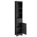 Tall Bathroom Cabinet, Freestanding Storage Cabinet With Drawer, Mdf Board, Adjustable Shelf, Black Black Mdf