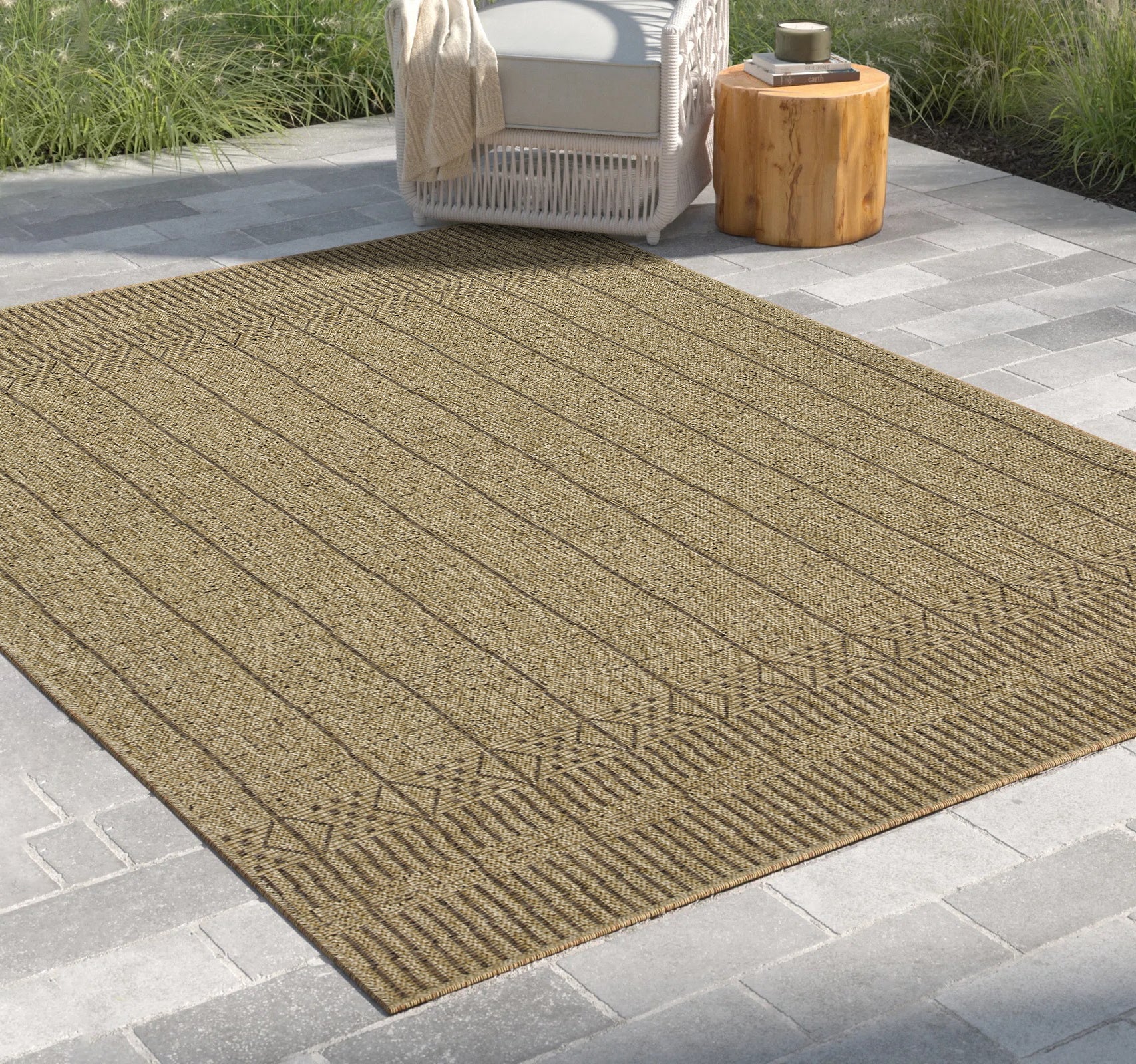 Earth Gc Ntl1009 Jute Mocha 2 Ft. 7 In. X 7 Ft. 3 In. Indoor Outdoor Area Rug Natural & Light Brown Polyester Polypropylene