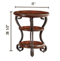 Traditional Style Brown Cherry 1Pc Side Table Open Bottom Shelf Ornate Design Living Room Furniture Brown Multi Brown Primary Living Space Classic,Contemporary,Ornate Traditional,Traditional Open Storage Round Console Tables Solid Wood