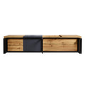 Modern Tv With 3 Cabinets& Open Shelves, Color Matching Media Console Table For Tvs Up To 80'', Entertainment Center With Drop Down Door For Living Room, Bedroom, Home Theatre Wood Brown Primary