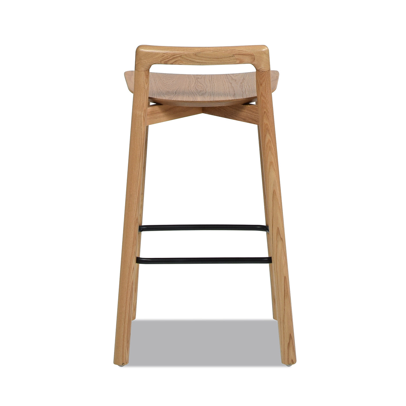 Sven 26.5" Modern Minimalist Low Back Wood Counter Stool, Natural Blonde Ash Wood Brown Wood Solid Wood