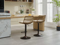Set Of 2 Rattan Bar Stool, 360 Swivel Bar Chair, Counter Height Chair With Footrest For Kitchen, Dining Room Beige Wicker