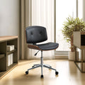 Black And Walnut Swivel Office Chair Black Brown Office Office Chairs Walnut Swivel Faux Leather