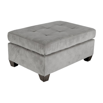 1Pc Ottoman Tufted Detail Taupe Microfiber Upholstered Modern Living Room Furniture Taupe Microfiber Primary Living Space Plywood,Solid Wood