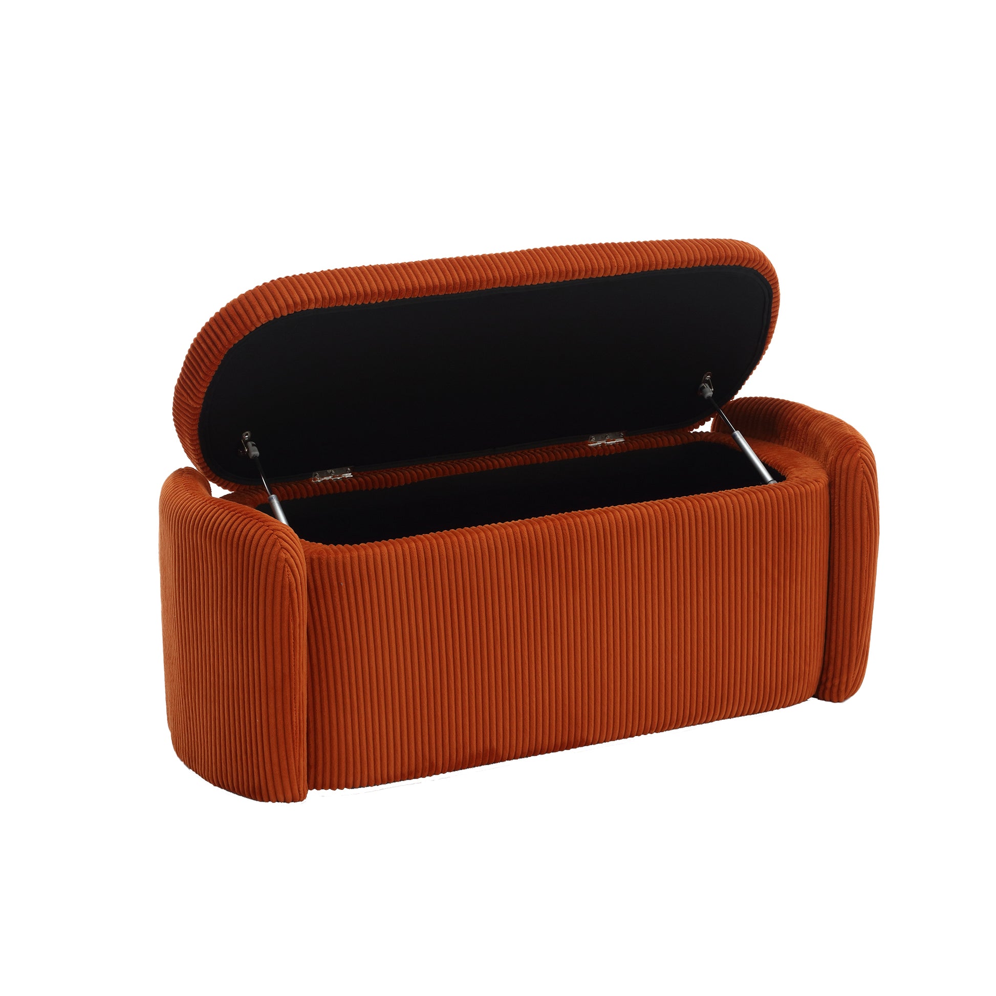 Coolmore Storage Ottoman,Bedroom End Bench,Upholstered Fabric Storage Ottoman With Safety Hinge, Entryway Padded Footstool, Ottoman Bench For Living Room & Bedroom Orange Orange Foam Velvet