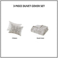 3 Piece Cotton Jacquard Duvet Set Full Queen Ivory Polyester