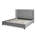 Manhattan Shelter King Platform Bed Frame, Opal Grey Velvet Box Spring Not Required King Gray Wood Foam Velvet Velvet